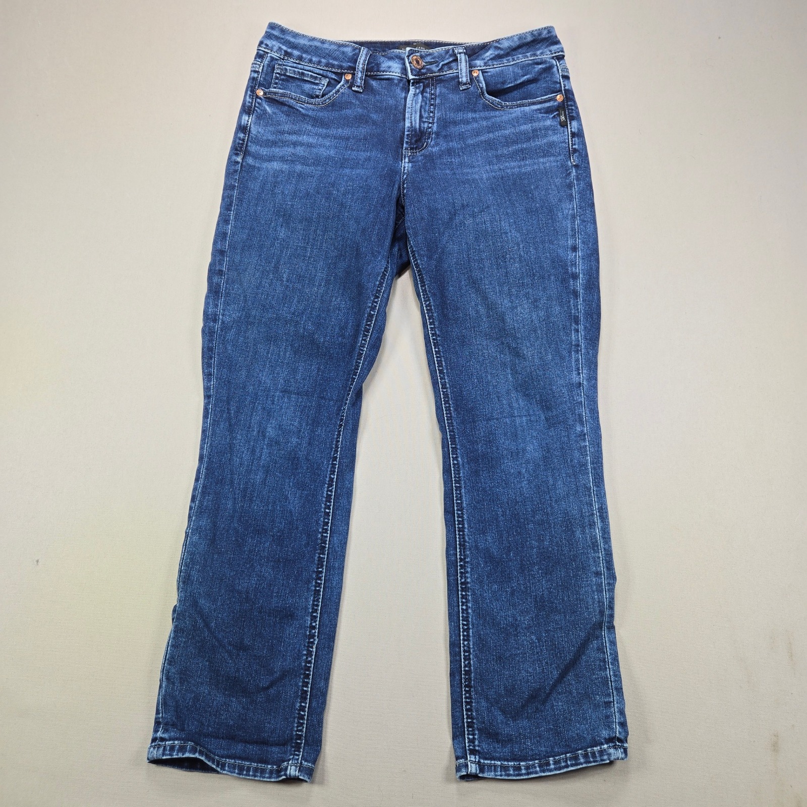 Silver Jeans Co Suki Capri Denim Dark Wash Stretch Mid Rise Womens Size 30 L23.5